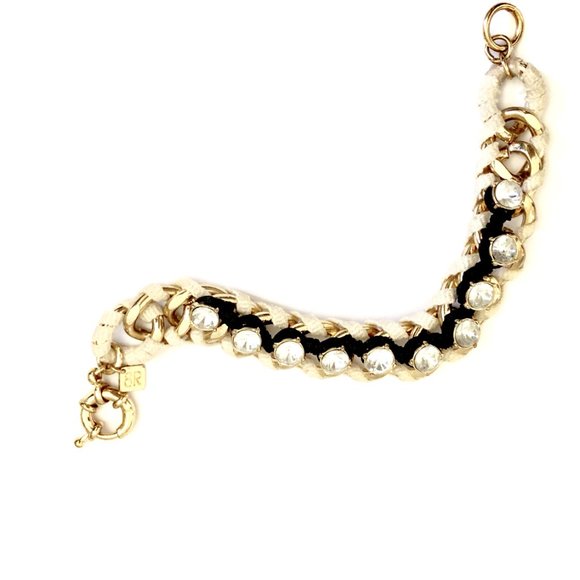 Banana Republic  Black Braided Crystal Link Lobster Bracelet NWT 38 - Picture 3 of 5